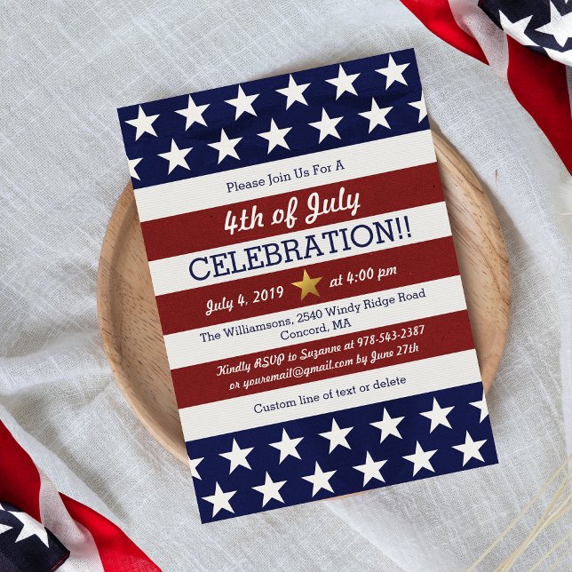 Patriotic 4th Of July Party USA American Flag Invitation (Creator Uploaded)