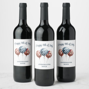 Patriotic 4th of July Party Wine Label