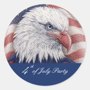 Patriotic 4th of July Red White Blue Eagle Party  Classic Round Sticker