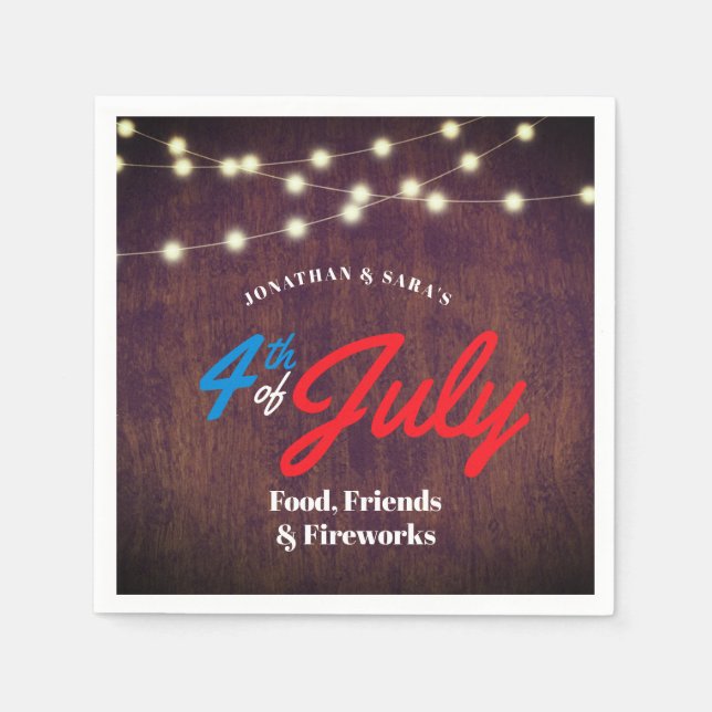 Patriotic 4th of July Rustic Summer Party Napkin (Front)