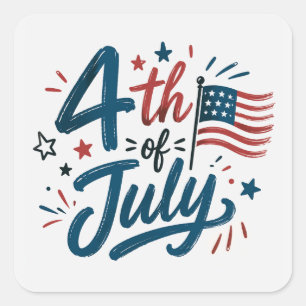 Patriotic 4th of July Square Sticker