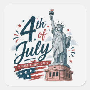 Patriotic 4th of July Square Sticker