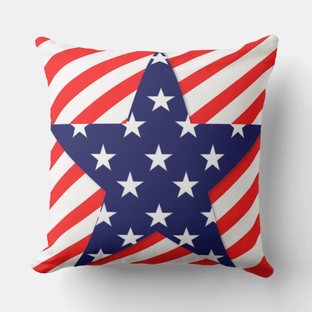 Patriotic, 4th of July, Star Design Outdoor Cushion (Front)