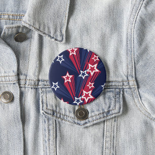 Patriotic 4th of July Stars Red White And Blue  7.5 Cm Round Badge