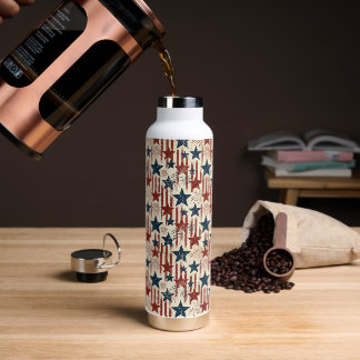 Patriotic 4th of July, Stars Stripes, Americana Water Bottle