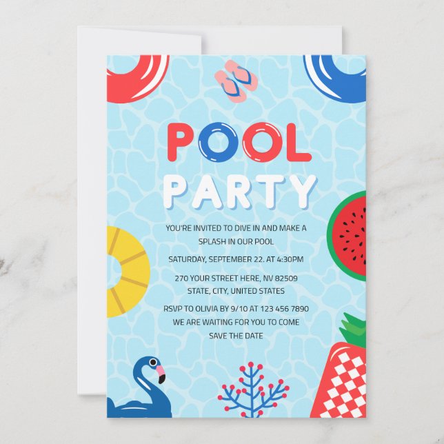 Patriotic 4th of July Summer Pool Party Invitation (Front)
