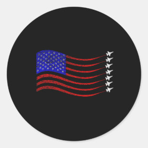 Patriotic 4th Of July Usa American Flag Fighter Je Classic Round Sticker