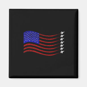 Patriotic 4th Of July Usa American Flag Fighter Je Magnet