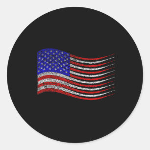 Patriotic 4th Of July Usa American Flag Waving Classic Round Sticker