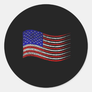 Patriotic 4th Of July Usa American Flag Waving  Classic Round Sticker