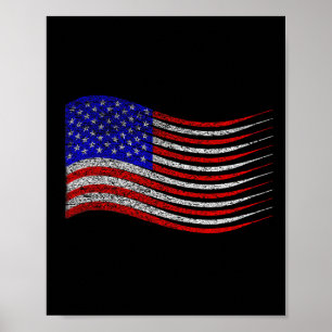 Patriotic 4th Of July Usa American Flag Waving Poster