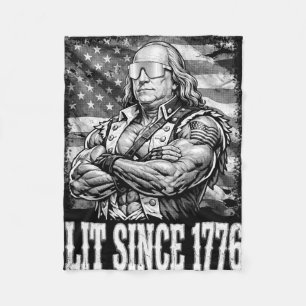 Patriotic 4th Of July Usa Ben Franklin 1776 Americ Fleece Blanket