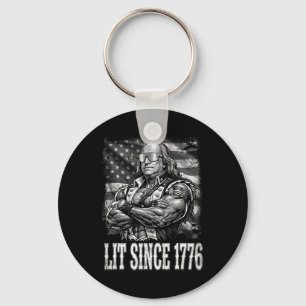 Patriotic 4th Of July Usa Ben Franklin 1776 Americ Key Ring