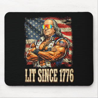 Patriotic 4th Of July Usa Ben Franklin 1776 Americ Mouse Pad