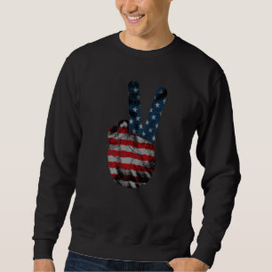 Patriotic 4th Of July Usa Peace Hand Sign American Sweatshirt