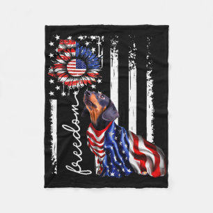 Patriotic 4th Of July Weiner Dachshund Dog Freedom Fleece Blanket
