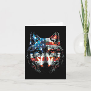 Patriotic 4th Of July Wolf American Us Flag Wolf L Card