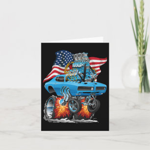 Patriotic 60s Muscle Car Funny Dragster Usa Hotrod Card