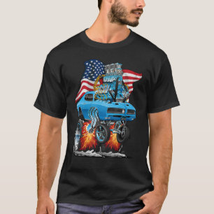 Patriotic 60s Muscle Car Funny Dragster USA Hotrod T-Shirt