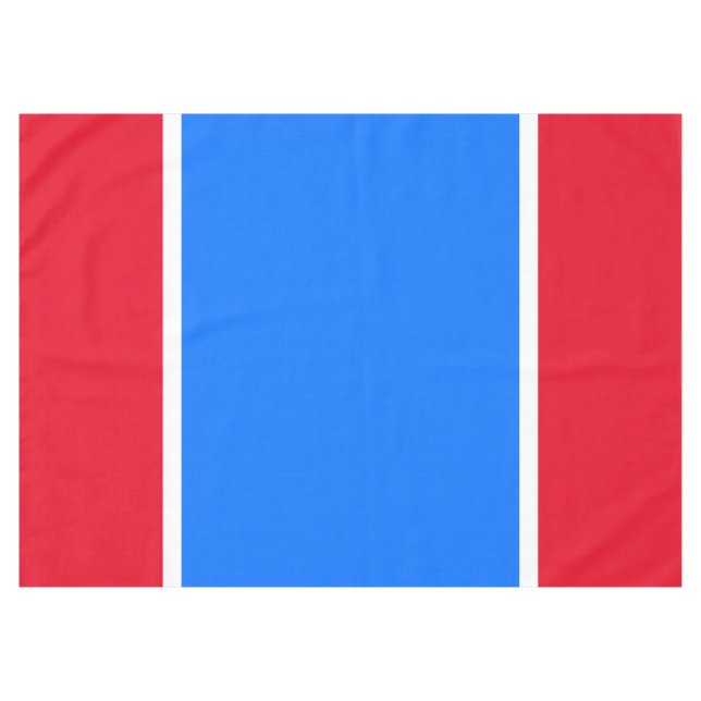 Patriotic 70s Bright Red White Blue Summer Stripes Tablecloth (Front (Horizontal))