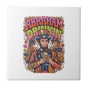 Patriotic Abraham Drinkin Retro Ceramic Tile