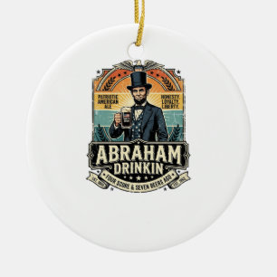 Patriotic Abraham Drinkin Retro Distressed Ceramic Ornament