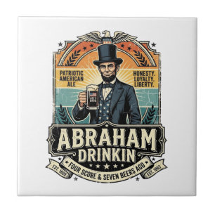 Patriotic Abraham Drinkin Retro Distressed Ceramic Tile