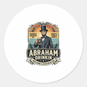 Patriotic Abraham Drinkin Retro Distressed Classic Round Sticker