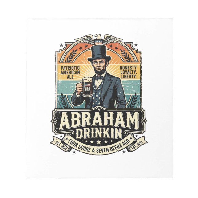 Patriotic Abraham Drinkin Retro Distressed Notepad (Front)