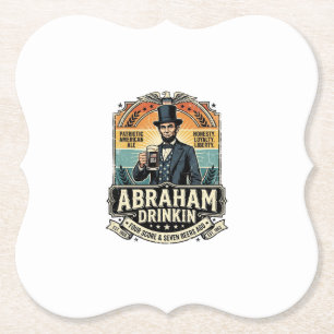 Patriotic Abraham Drinkin Retro Distressed Paper Coaster