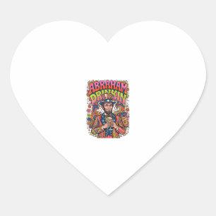 Patriotic Abraham Drinkin Retro Heart Sticker