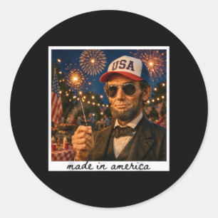 Patriotic Abraham Lincoln 4th Of July 250 Years Classic Round Sticker