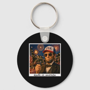 Patriotic Abraham Lincoln 4th Of July 250 Years Key Ring