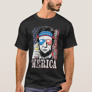 Patriotic Abraham Lincoln Merica Usa Flag 4th Of J T-Shirt