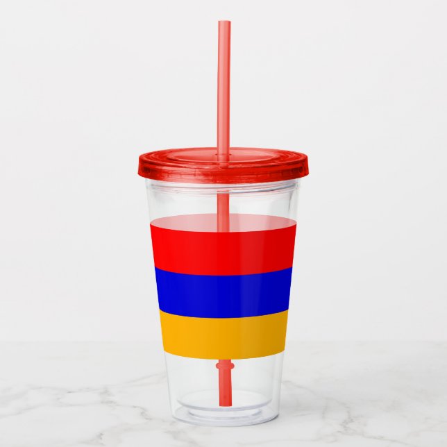 Patriotic Acrylic Tumbler with flag of Armenia (Front)