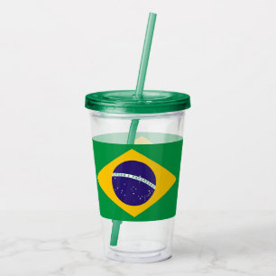 Patriotic Acrylic Tumbler with flag of Brazil