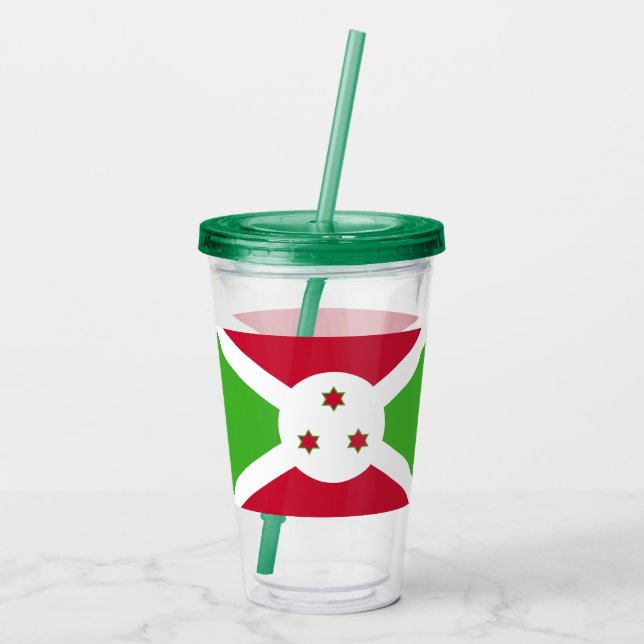 Patriotic Acrylic Tumbler with flag of Burundi (Back)
