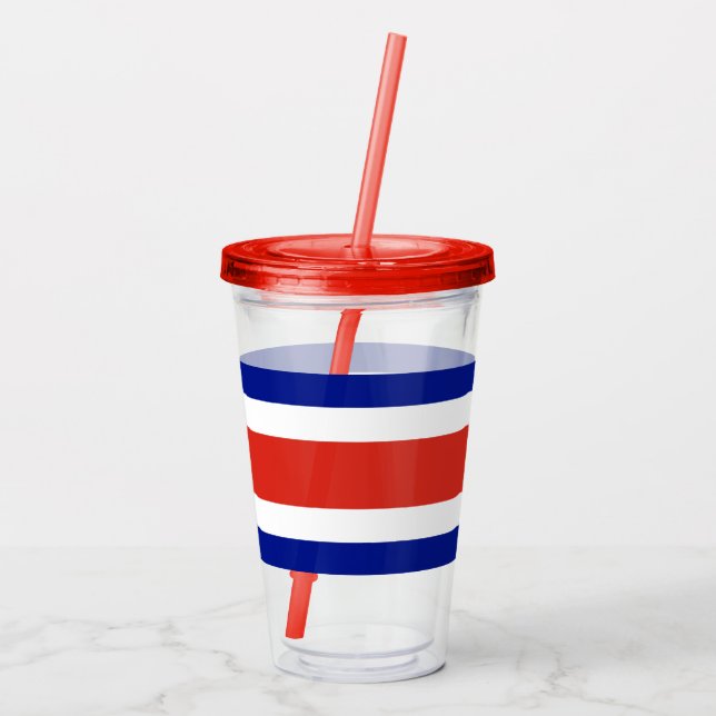 Patriotic Acrylic Tumbler with flag of Costa Rica (Back)