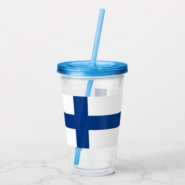 Patriotic Acrylic Tumbler with flag of Finland (Back)