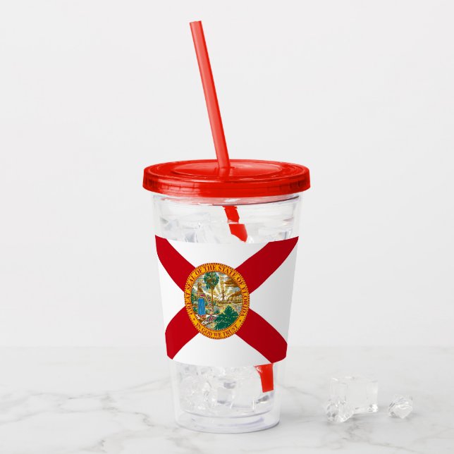 Patriotic Acrylic Tumbler with flag of Florida (Front Ice)