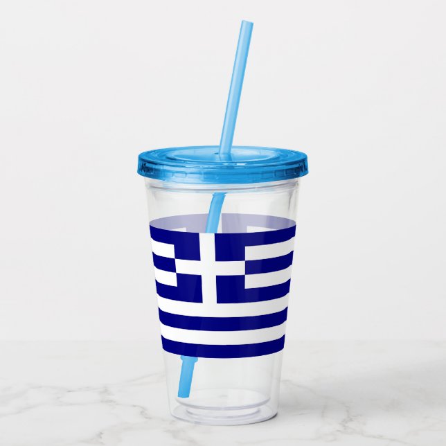 Patriotic Acrylic Tumbler with flag of Greece (Back)