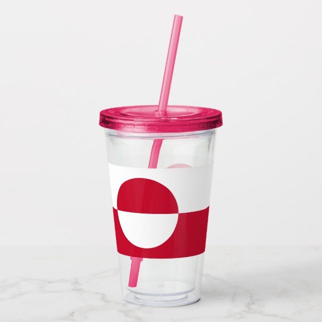 Patriotic Acrylic Tumbler with flag of Greenland (Back)