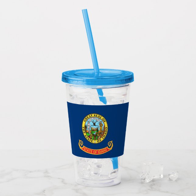 Patriotic Acrylic Tumbler with flag of Idaho (Front Ice)