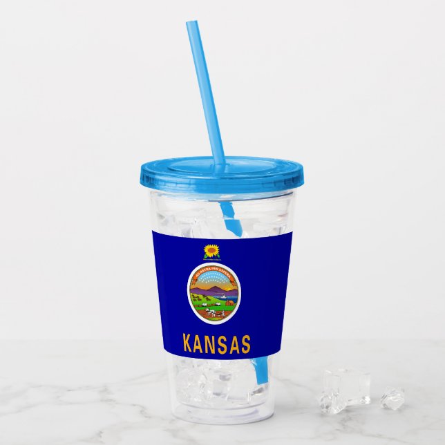 Patriotic Acrylic Tumbler with flag of Kansas (Front Ice)