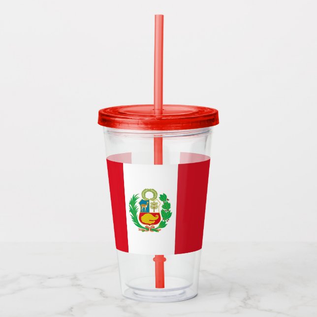 Patriotic Acrylic Tumbler with flag of Peru (Front)