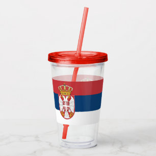 Patriotic Acrylic Tumbler with flag of Serbia