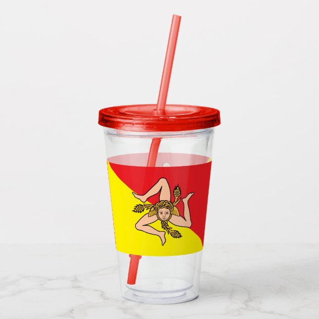 Patriotic Acrylic Tumbler with flag of Sicily (Back)