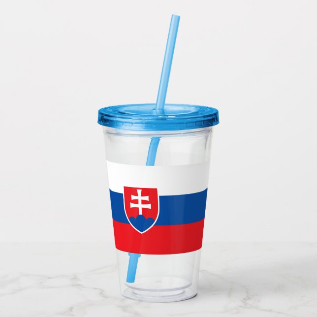 Patriotic Acrylic Tumbler with flag of Slovakia (Back)