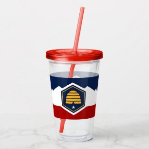 Patriotic Acrylic Tumbler with flag of Utah, USA