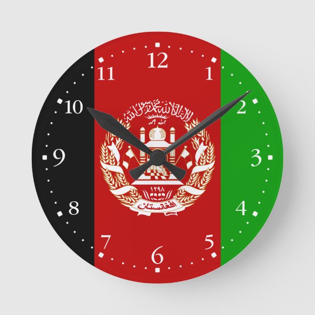 Patriotic Afghanistan Flag Round Clock (Front)
